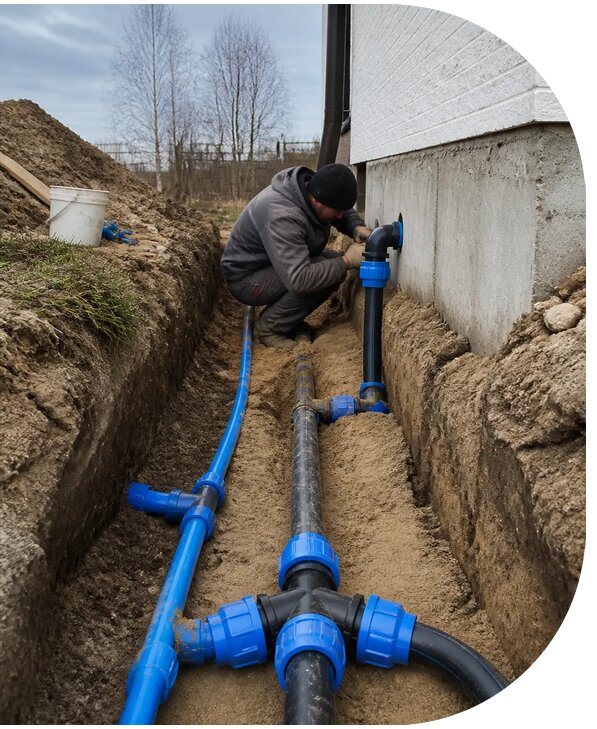Монтаж наружного водопровода на участке под ключ в Орле